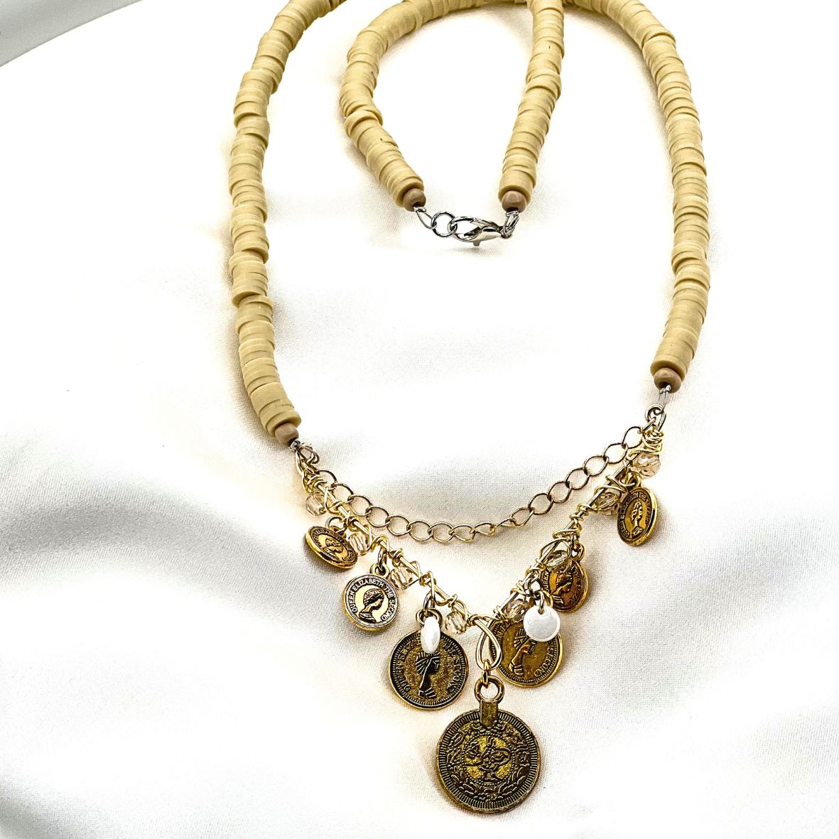 Bohemian Coin Heishi Necklace